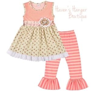 2pc. Lace Trim Top w/ Striped Capri Pants (#5)